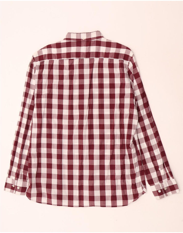 French Connection Mens Shirt XL Burgundy Gingham Cotton