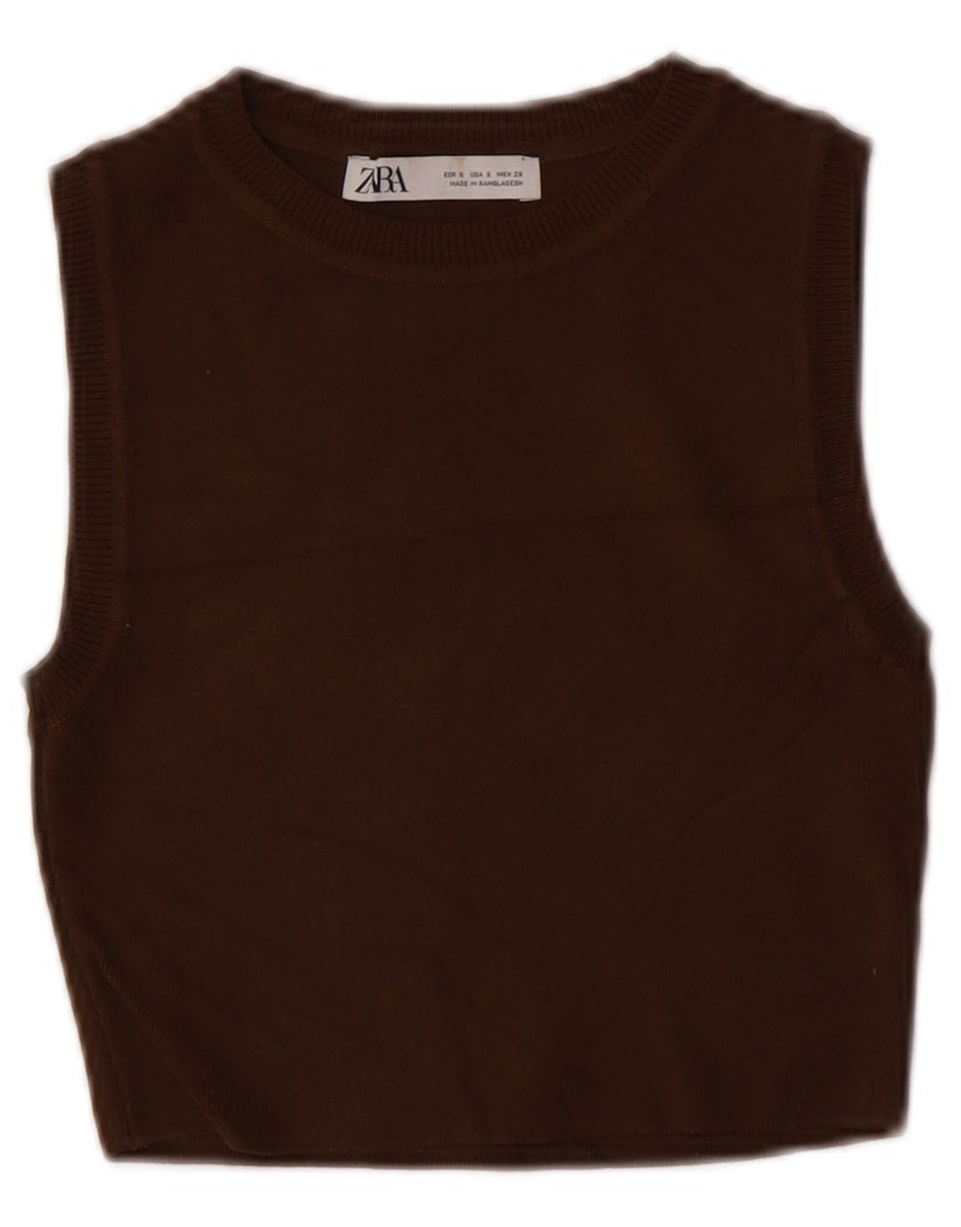 Zara Dame Vest Tank Top UK 8 Small Brown Viscose