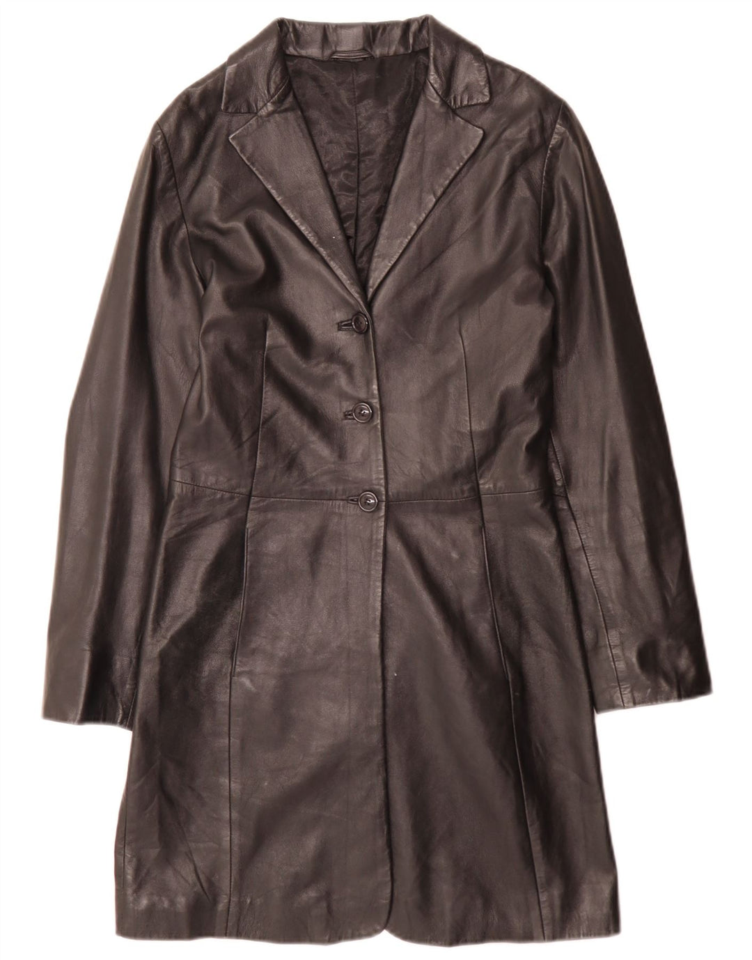 Stefanel Abrigo de cuero para mujer IT 40 Small Black