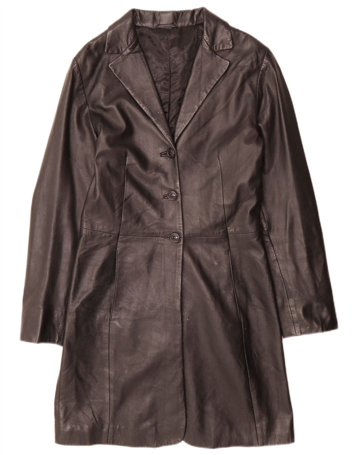 Stefanel Abrigo de cuero para mujer IT 40 Small Black