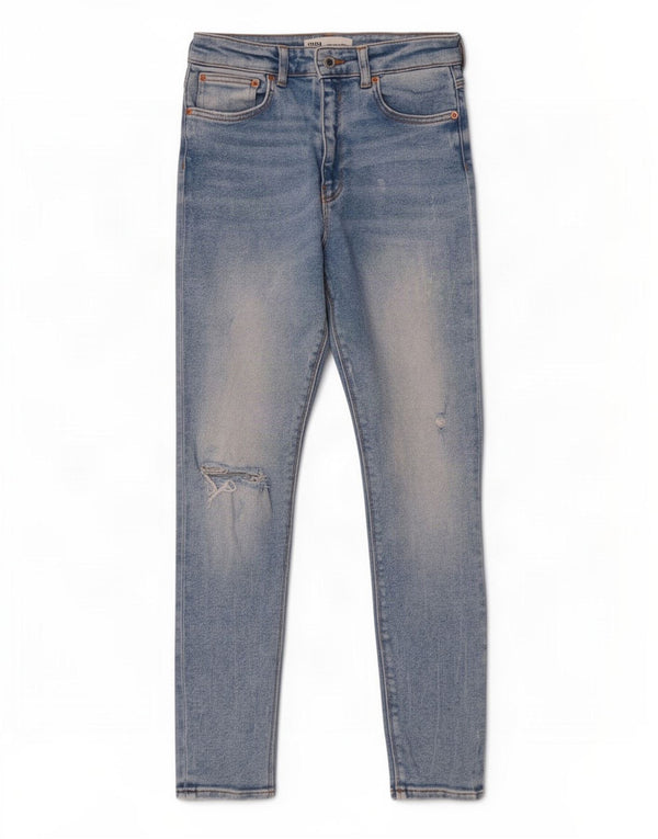 Jeans skinny effetto consumato a vita alta da donna Zara EU 38 Small W28 L28 Blu