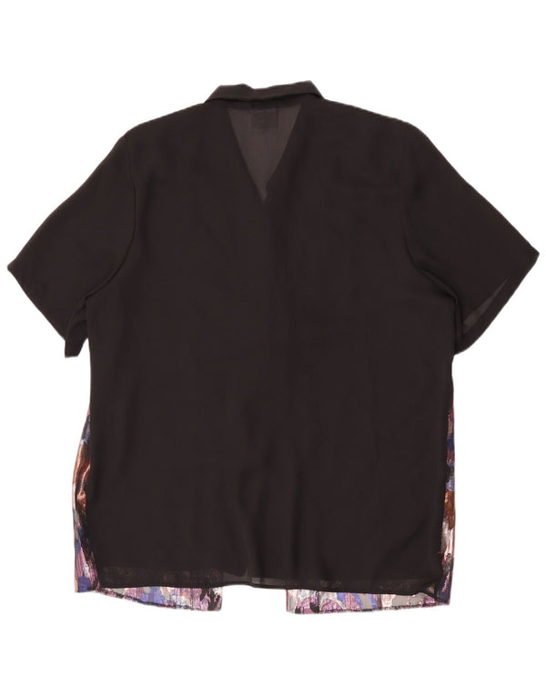 C&A Womens Relaxed Fit skjortebluse med abstrakt mønster UK 16 Large Black