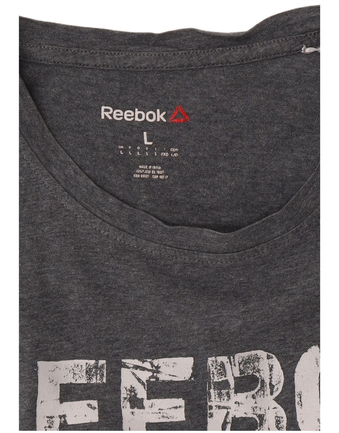 Reebok Mens Graphic T-Shirt Top Large Grey