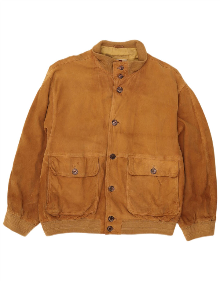vintage Mens Suede Bomber Jacket UK 40 Grand Beige
