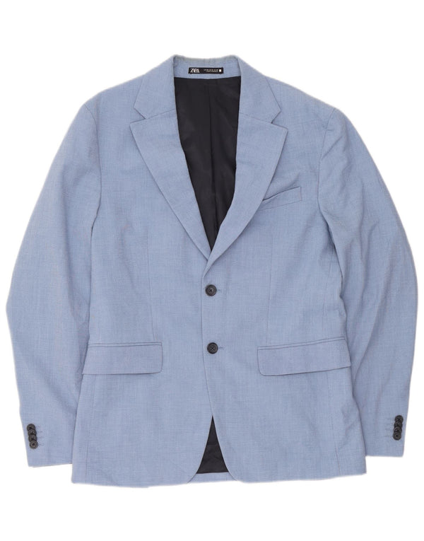 Zara Chaqueta Blazer De 2 Botones Para Hombre EU 48 Poliéster Azul Medio