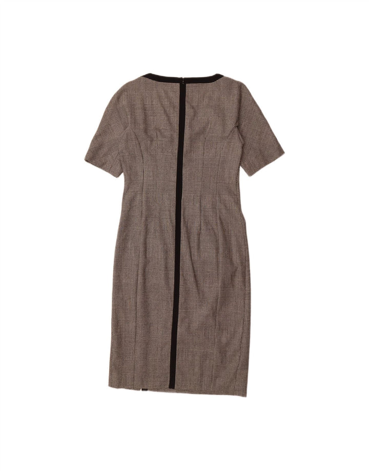 VINTAGE Womens Sheath Dress UK 12 Medium Grey Check