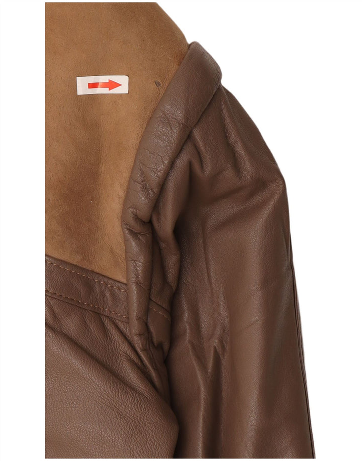 Vintage Mens Bomber Shearling Jacket IT 52 XL Brown