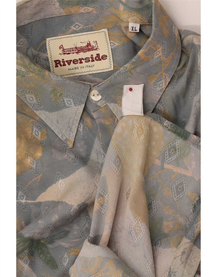 Vintage herre Regular Fit skjorte XL flerfarvet geometrisk viskose