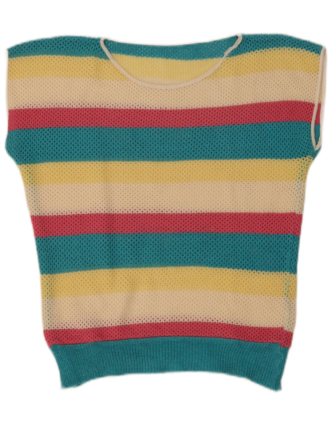 Vintage Womens Vest Tank Top UK 12 Medium Multicoloured Striped