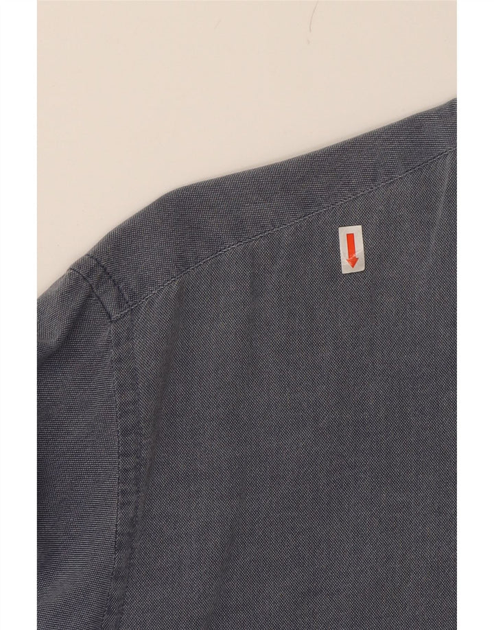 TRUSSARDI Mens Shirt Large Navy Blue Cotton Vintage Trussardi and Second-Hand Trussardi from Messina Hembry 