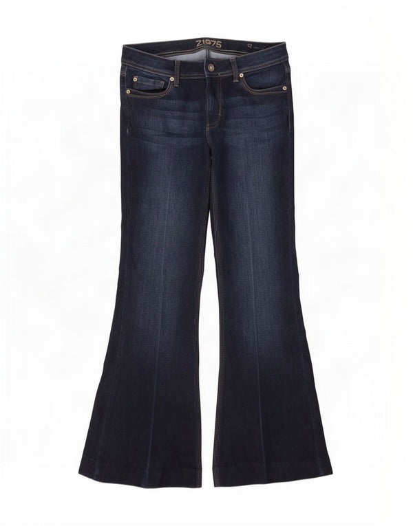 Zara Womens Z1975 Flared Jeans EU 42 Large W32 L32 Navy Blue