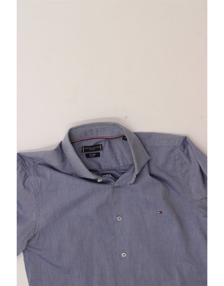 TOMMY HILFIGER Mens Easy Care Shirt Size 38 15 Medium Blue Spotted Vintage Tommy Hilfiger and Second-Hand Tommy Hilfiger from Messina Hembry 