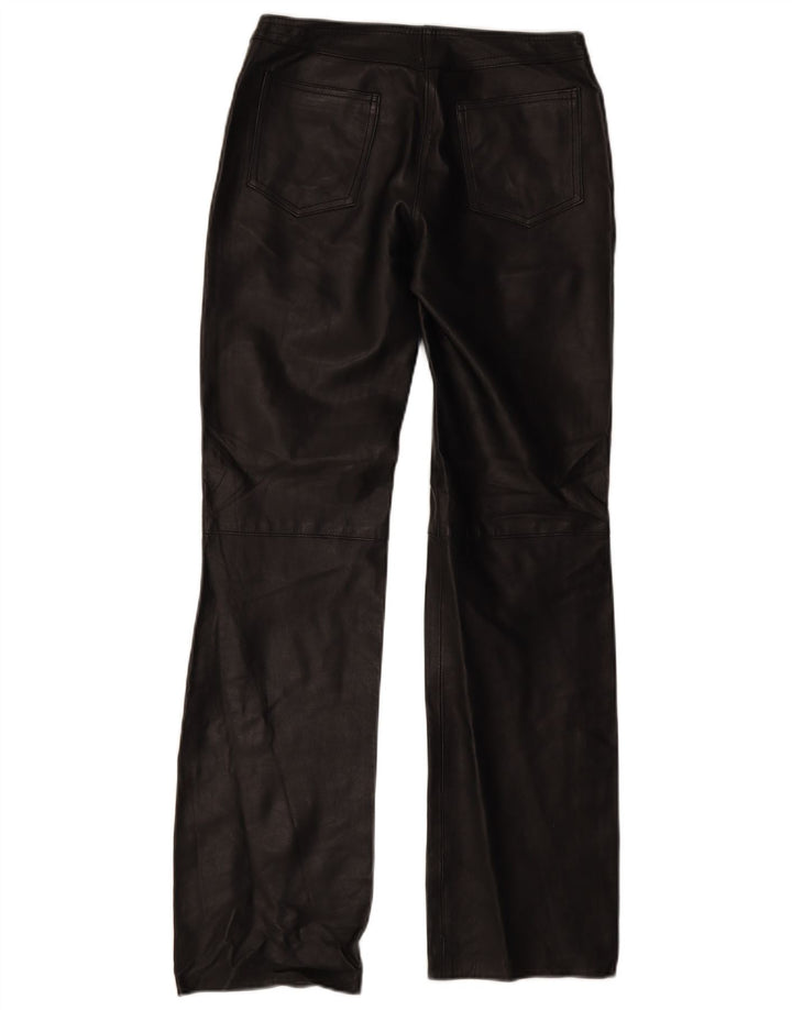 XETRA Damen Bootcut-Lederhose IT 42 Medium W28 L32 Schwarz