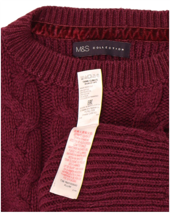 Marks & Spencer Womens Crew Neck Jumper Sweater UK 14 Medium Maroon