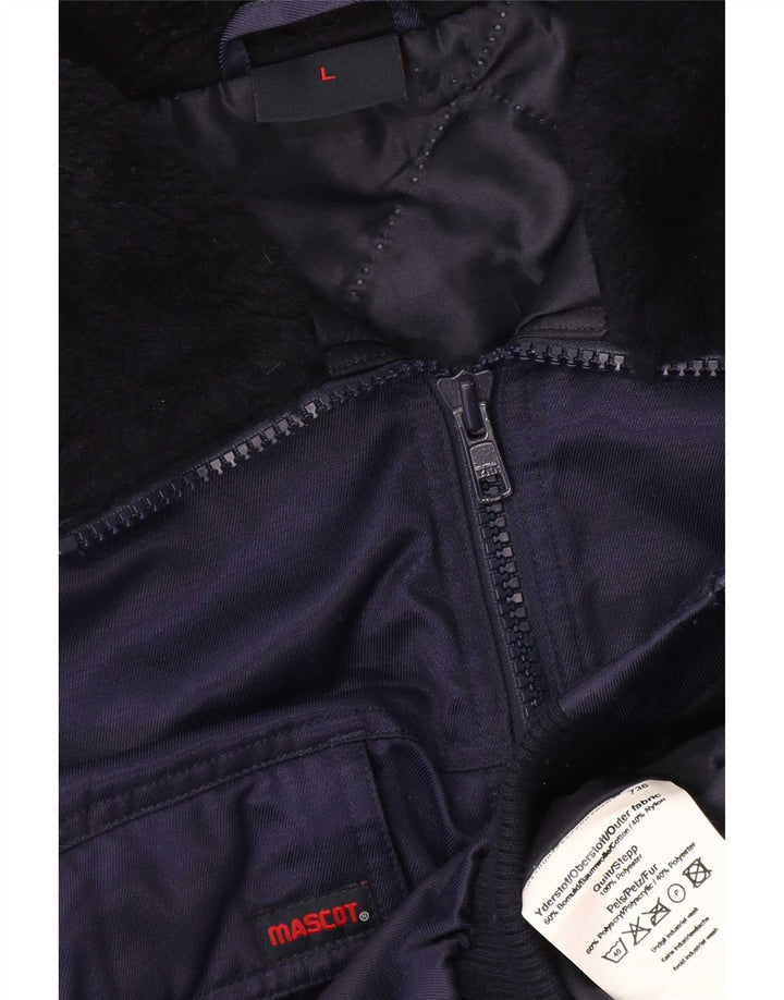 Mascot Mens Bomber Jacket UK 40 Large Navy Blue Colourblock Cotton