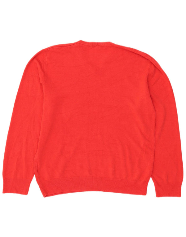 Marks & Spencer Herren-Pullover mit V-Ausschnitt, XL, rotes Acryl