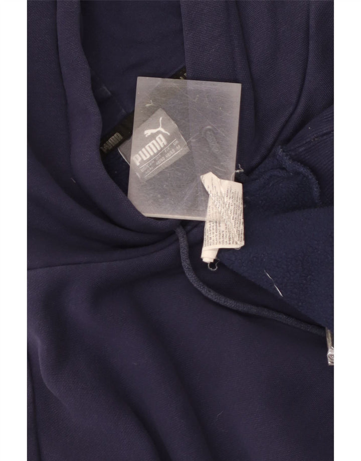 Puma Mens Graphic Hoodie Jumper Medium Navy Blue Cotton