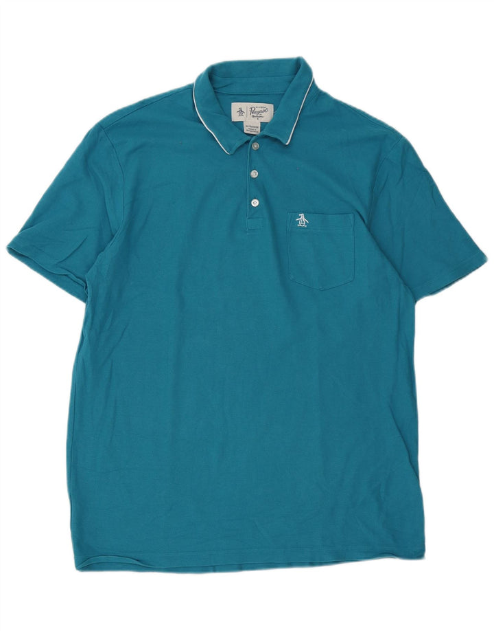 Penguin Mens Polo Shirt XL Blue Cotton