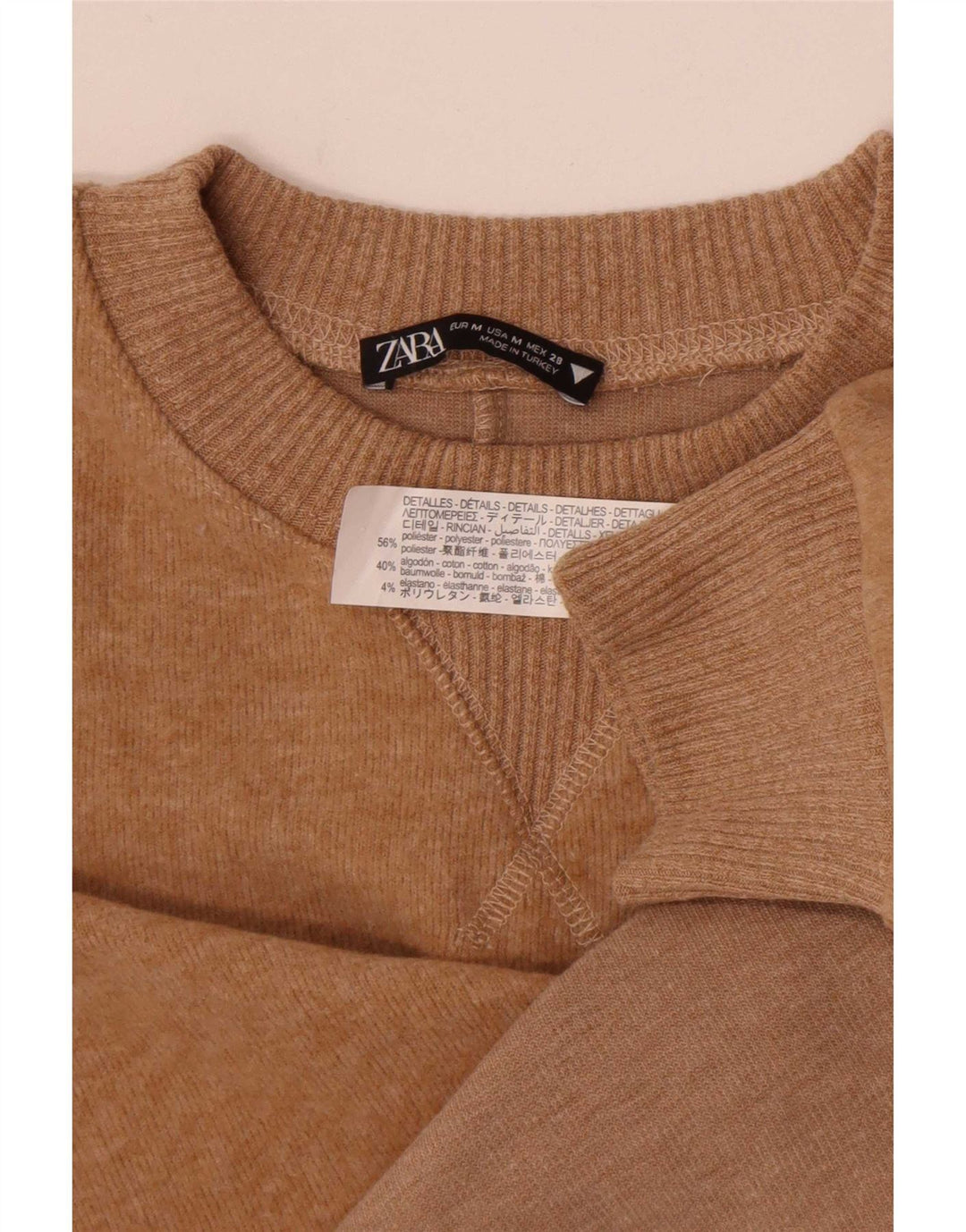 Damski sweter typu Crop Bluza Zara UK 14 Średni Beżowy Poliester