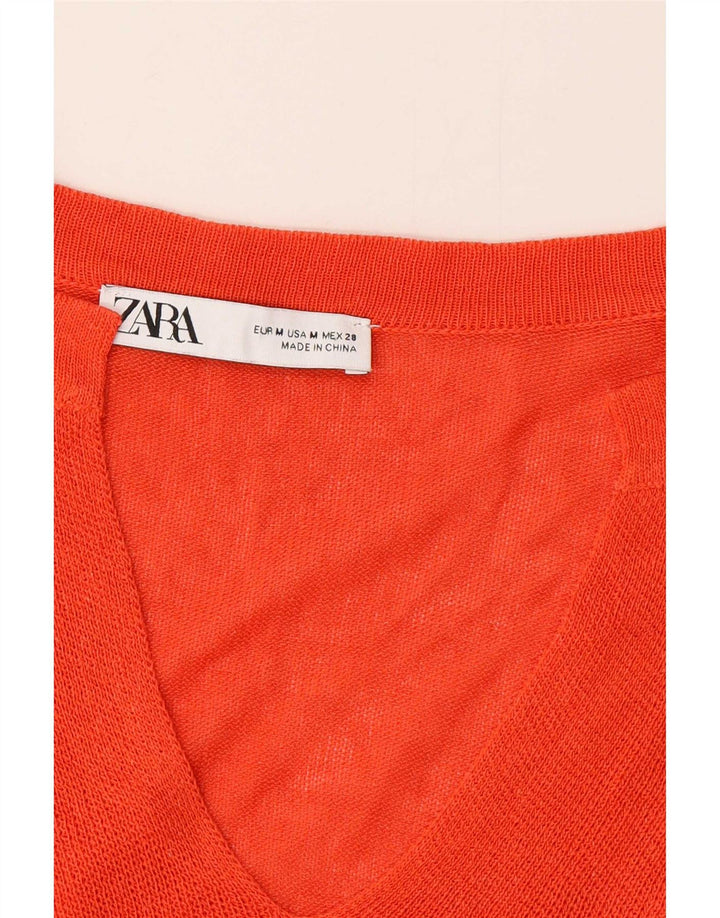 Maglione oversize con scollo a V da donna Zara UK 14 Arancione medio