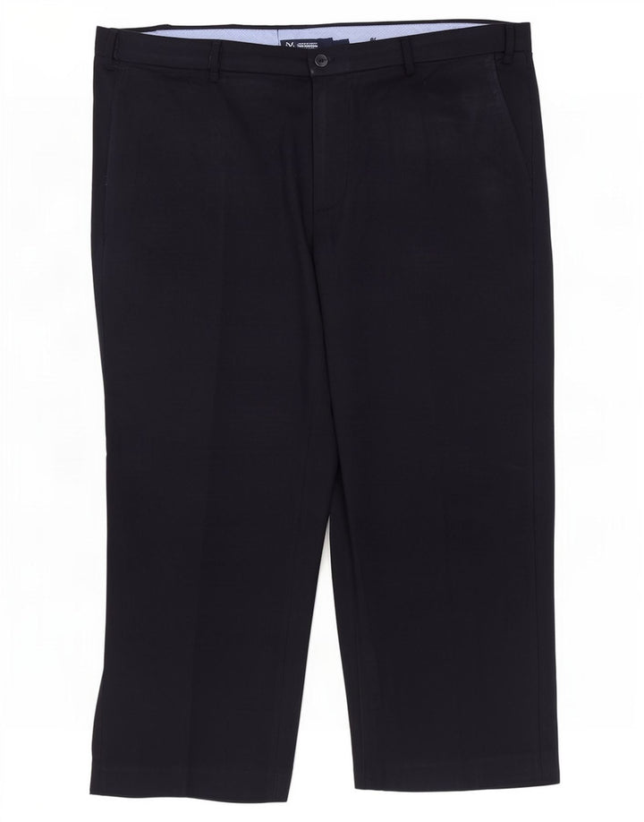 Marks & Spencer Mens Regular Cropped Trousers W44 L26 Navy Blue Polyester
