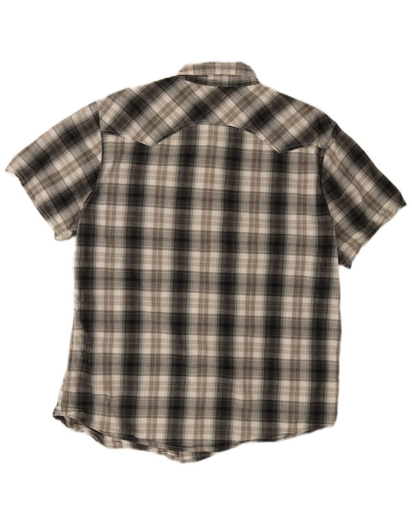 Levi's Mens Modern Short Sleeve Shirt Large Grey Plaid Cotton