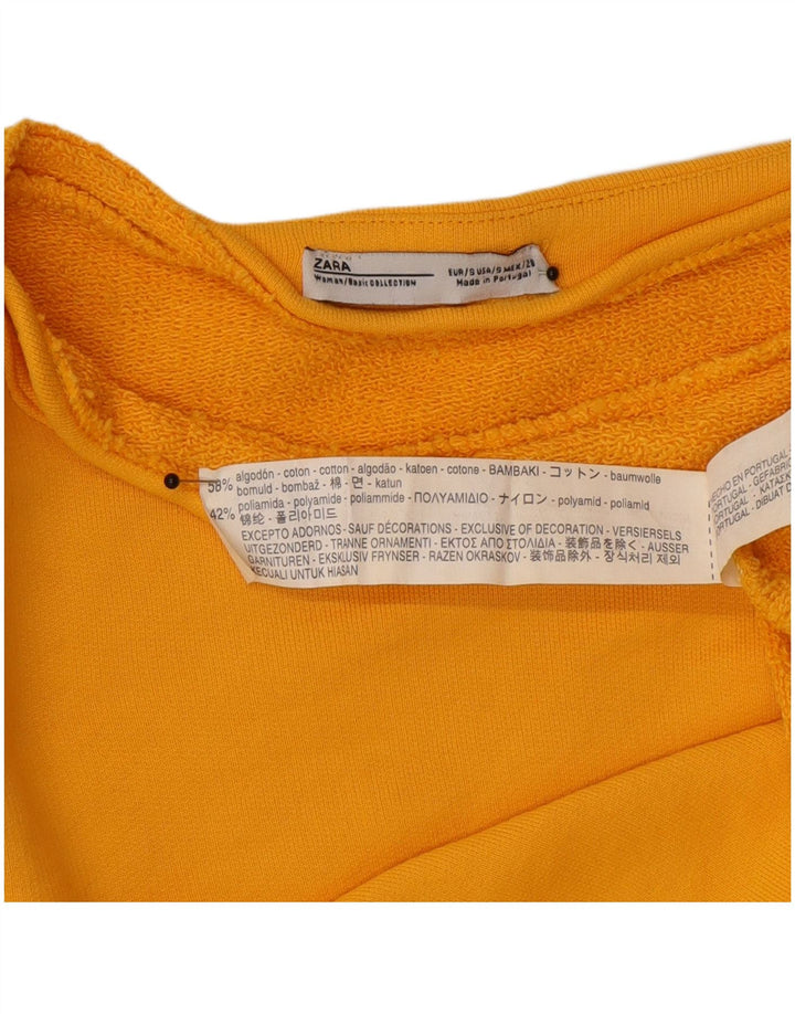 Zara Womens Oversized 3/4 Sleeve Sweatshirt Jumper UK 10 Small Yellow