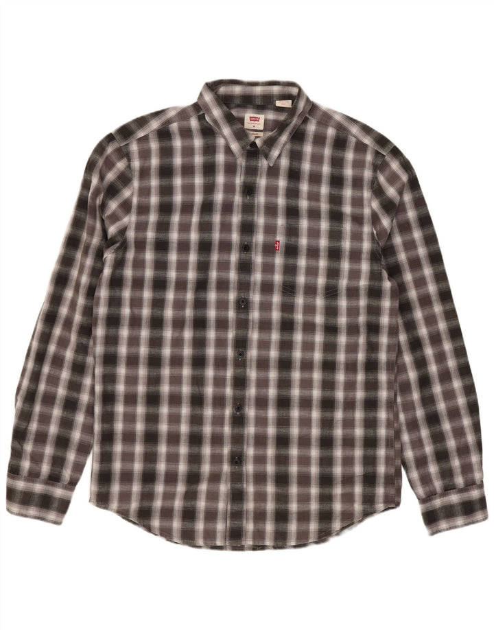 Levi's Camisa de corte estándar de algodón a cuadros gris medio para hombre