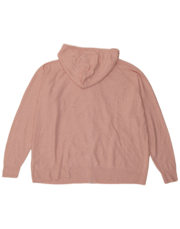 Marks & Spencer Womens Loose Fit Knit Zip Hoodie Sweater UK 16 Large Pink