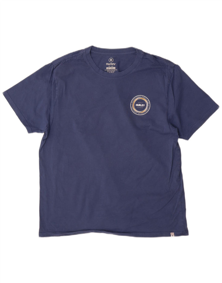 Hurley Mens Graphic T-Shirt Top Large Blue Cotton