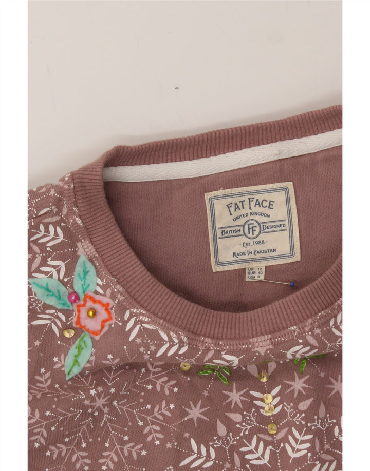 FAT FACE Womens Sweatshirt Jumper UK 12 Medium  Brown Floral Cotton Vintage Fat Face and Second-Hand Fat Face from Messina Hembry 