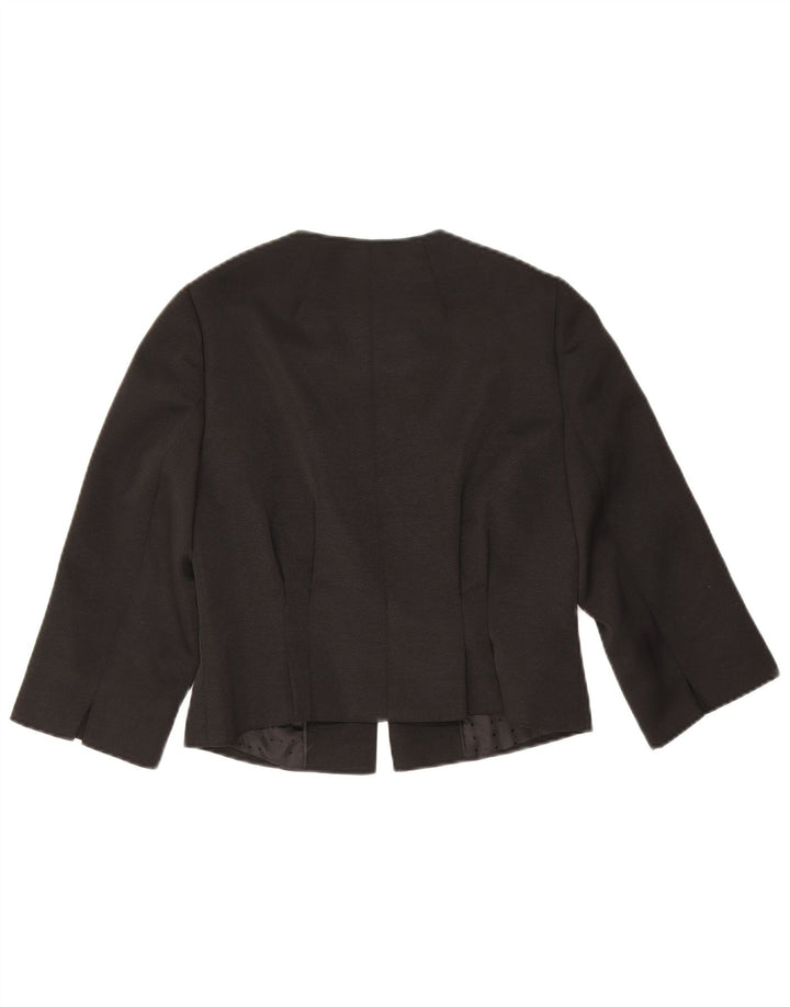 Coast Womens 3/4 Sleeve Crop Blazer Jacket UK 10 Small Black Polyester