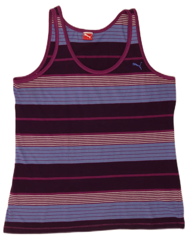 Puma Womens Vest Top UK 16 Large Multicoloured Striped Polyester Sports