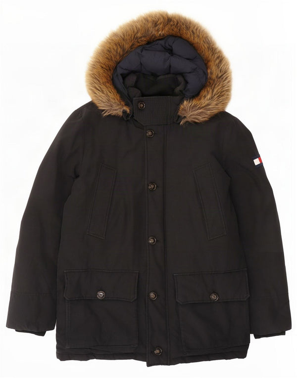 Tommy Hilfiger Chaqueta acolchada con capucha para hombre UK 40 Large Algodón negro