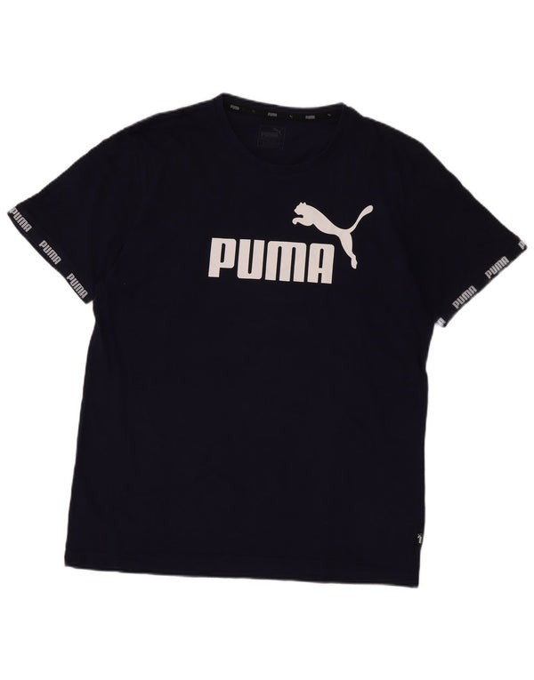 Puma T-shirt graphique pour hommes, grand, bleu marine, coton