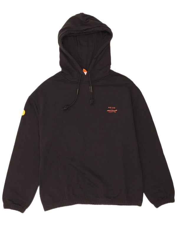Reiss Mens Graphic Hoodie Jumper Medium Black Cotton
