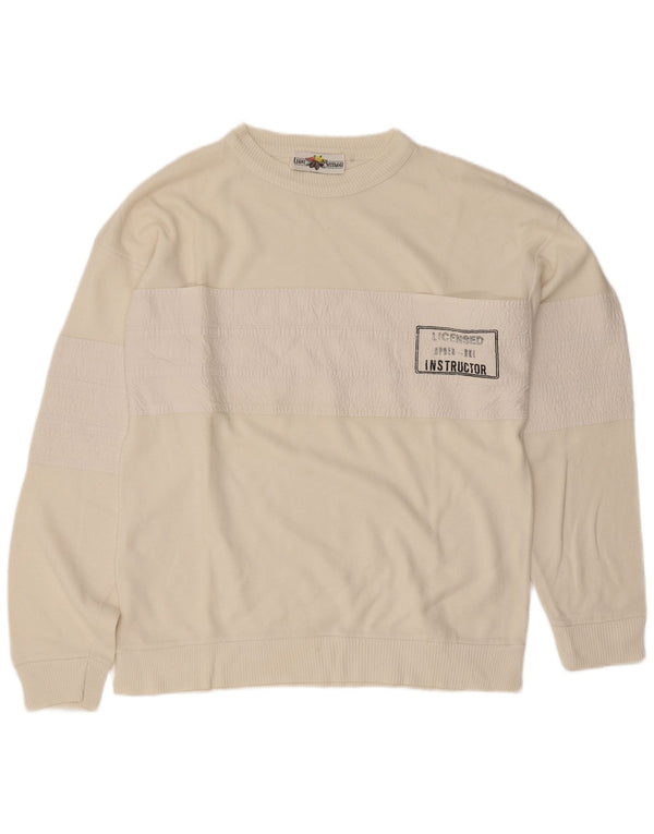 Męska bluza z grafiką w stylu vintage, średnia biała bawełna