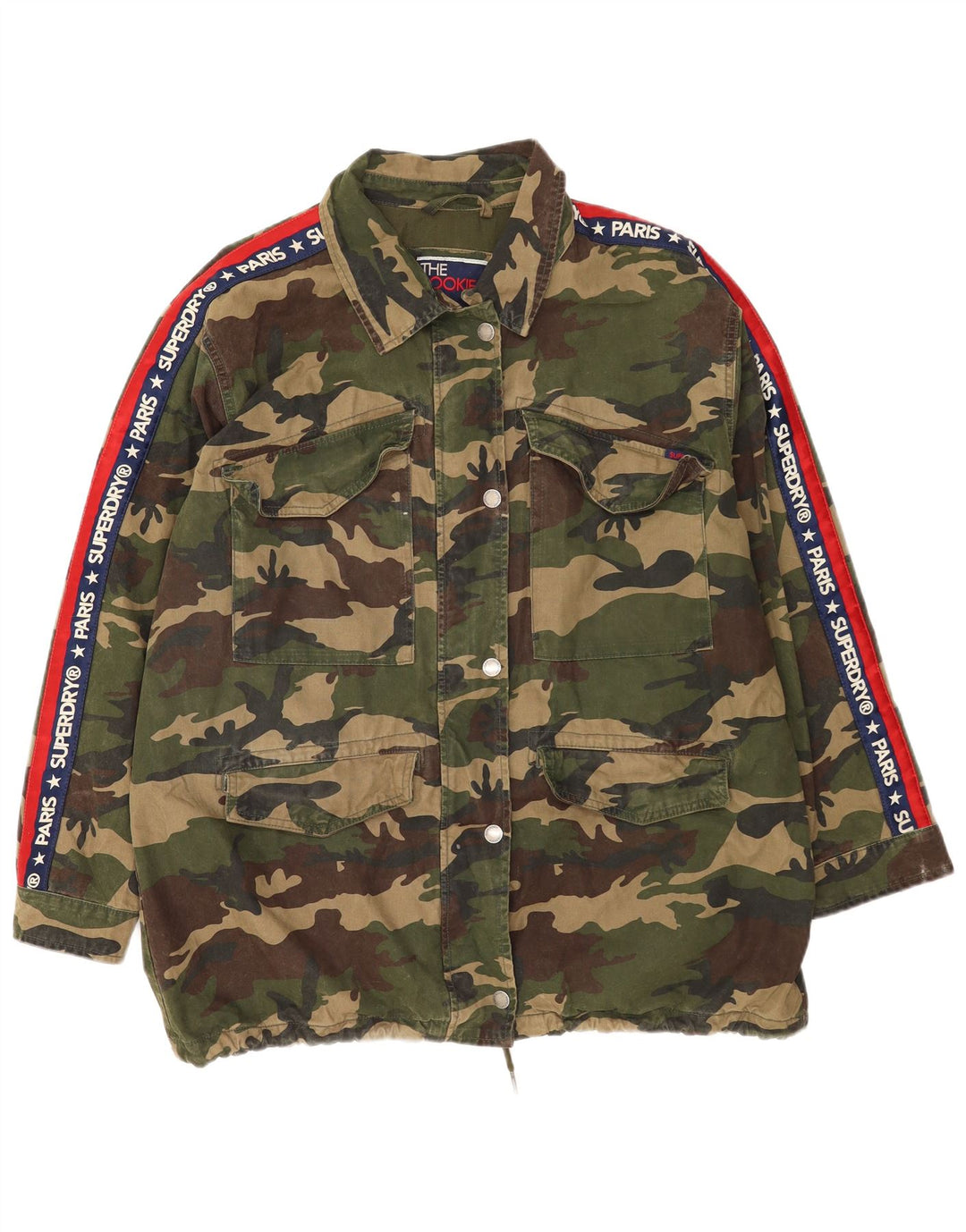 Superdry Womens Graphic Utility Jacket UK 14 Large Khaki Camouflage