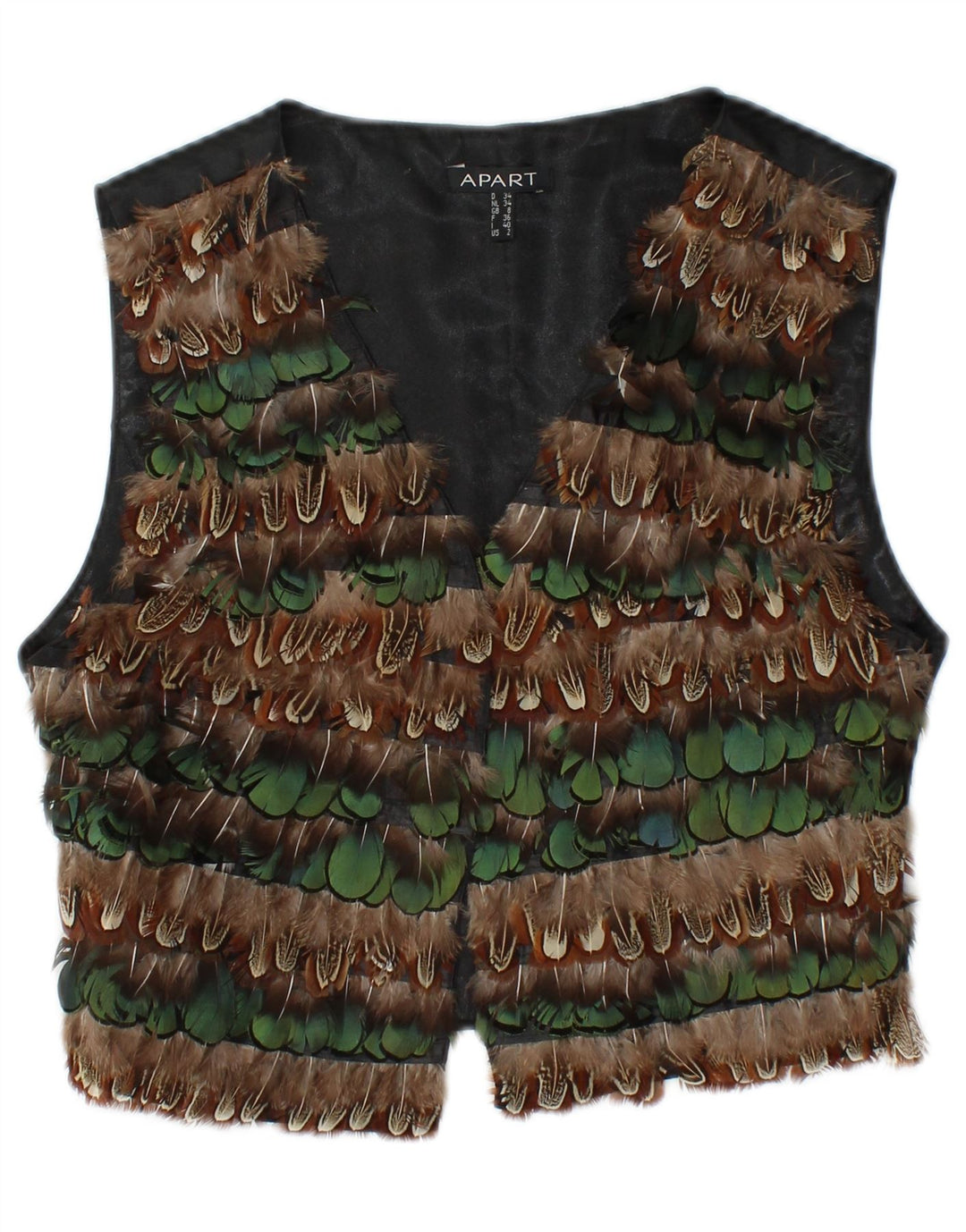 APART Womens Waistcoat UK 8 Small Black Striped Polyester