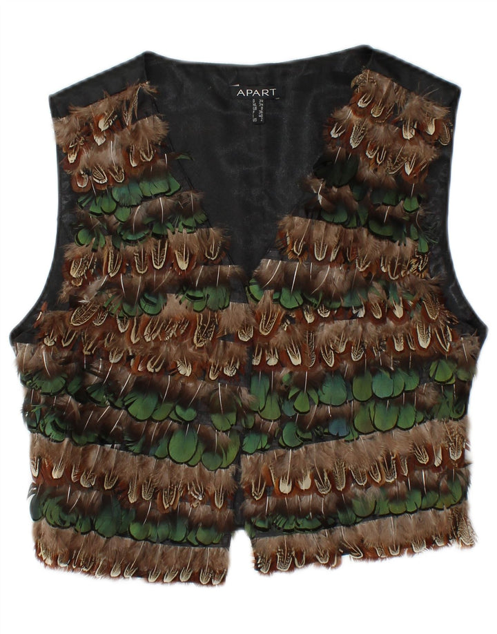 APART Womens Waistcoat UK 8 Small Black Striped Polyester
