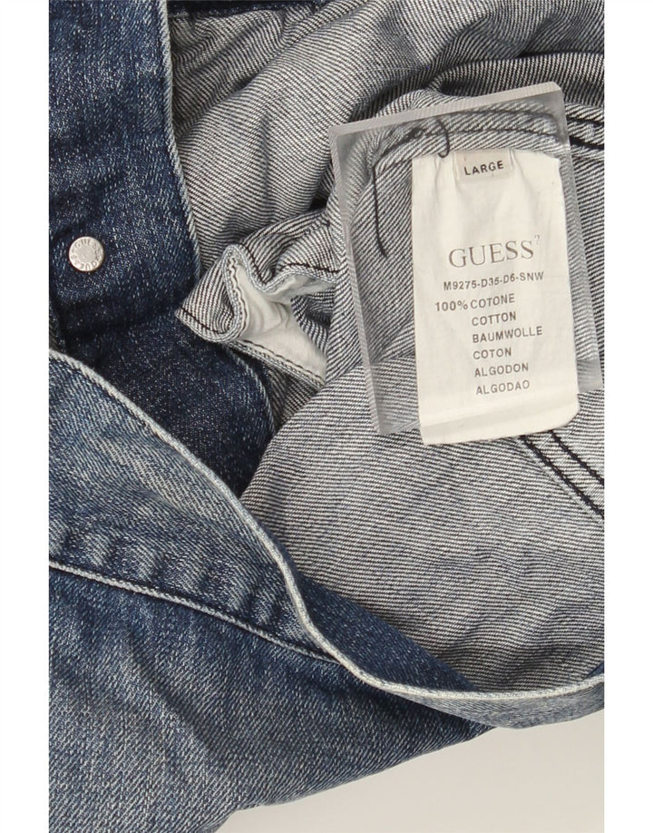 Guess Giacca di jeans da donna UK 16 Large Blu Cotone