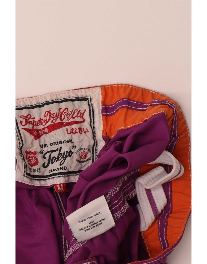 Superdry Womens Graphic Swimming Shorts UK 12 Medium Purple Polyester