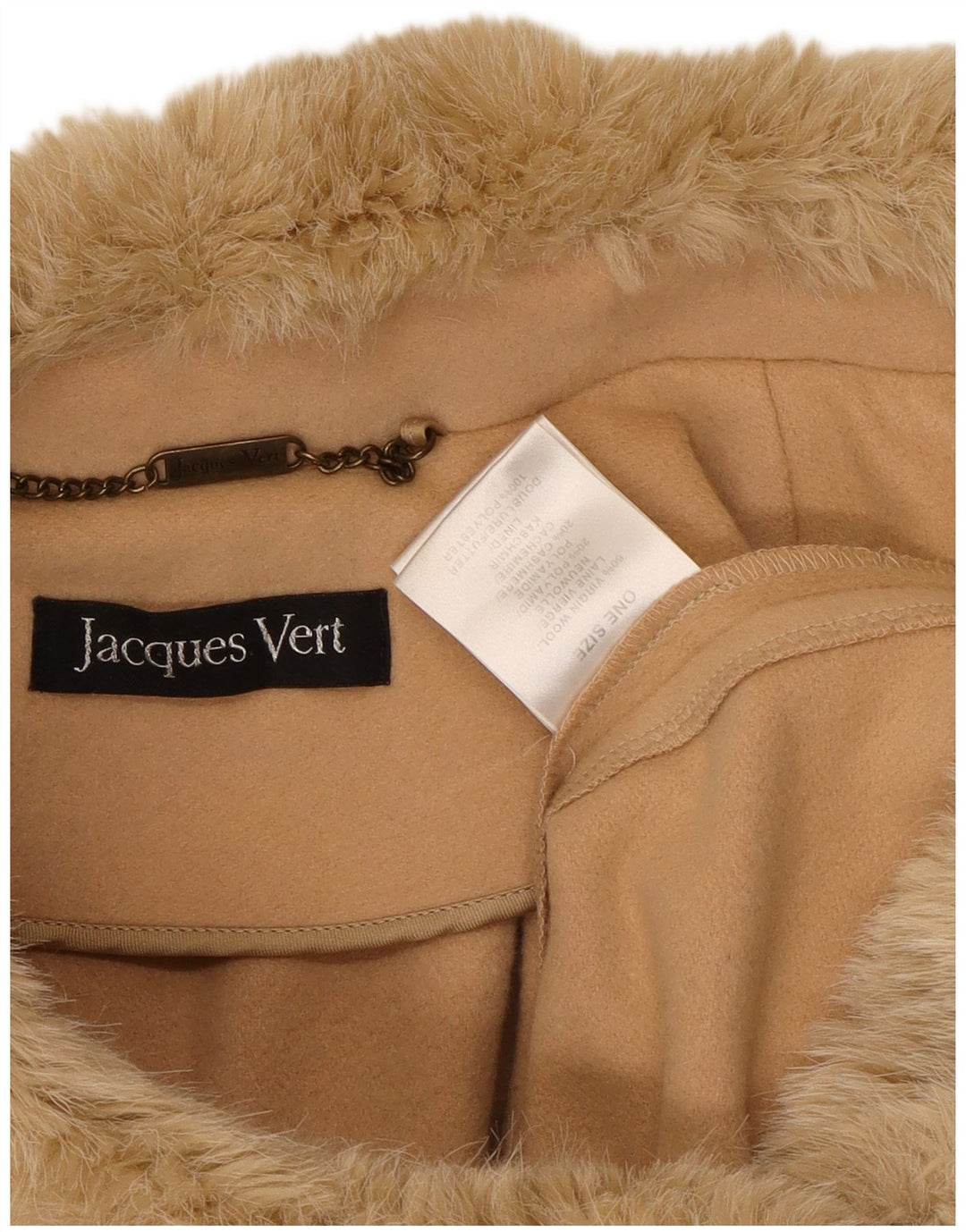Jacques Vert Womens Poncho Coat One Size Beige Wool