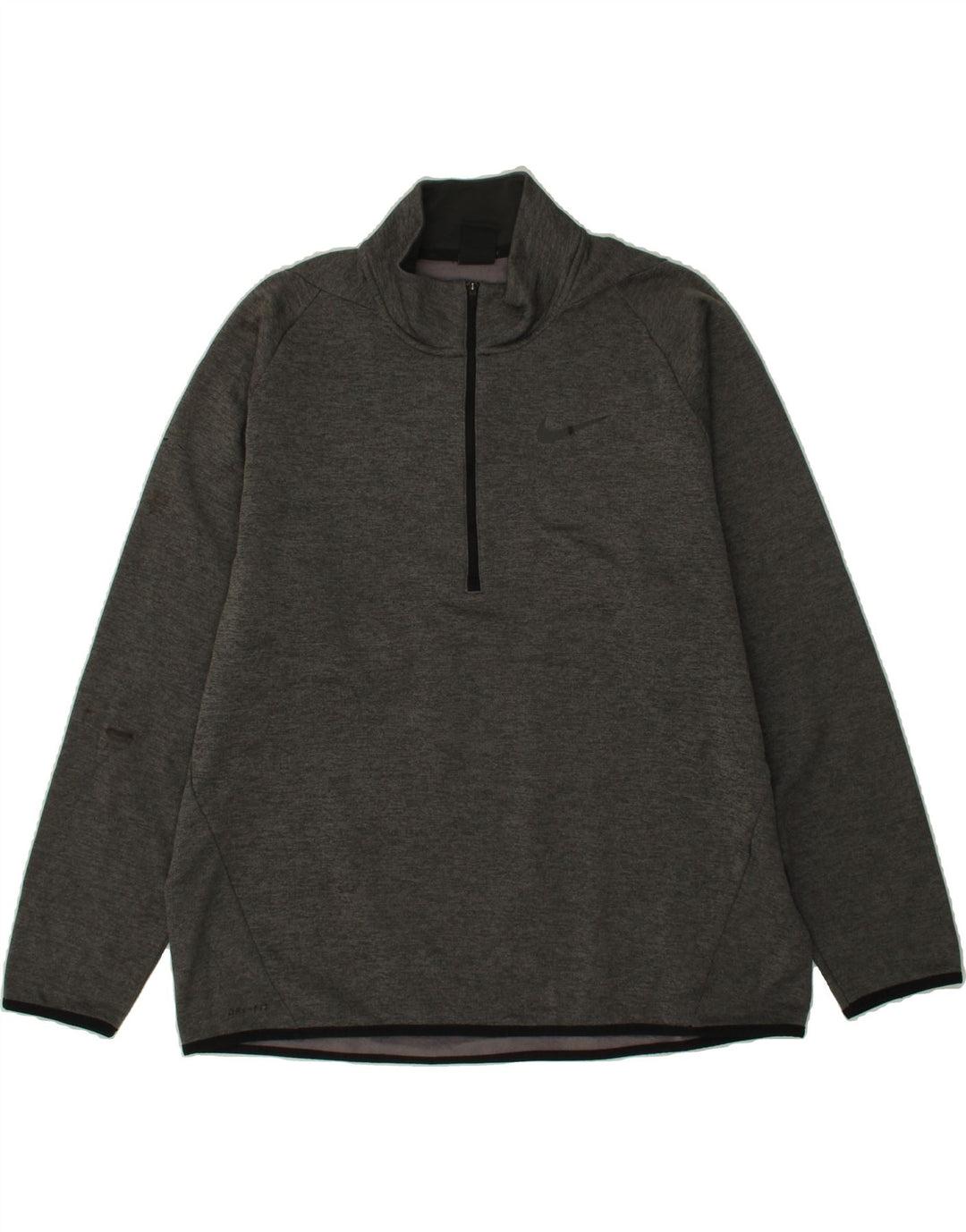 NIKE Mens Dri Fit Zip Neck Sweatshirt Jumper XL Grey Polyester Vintage Nike and Second-Hand Nike from Messina Hembry 