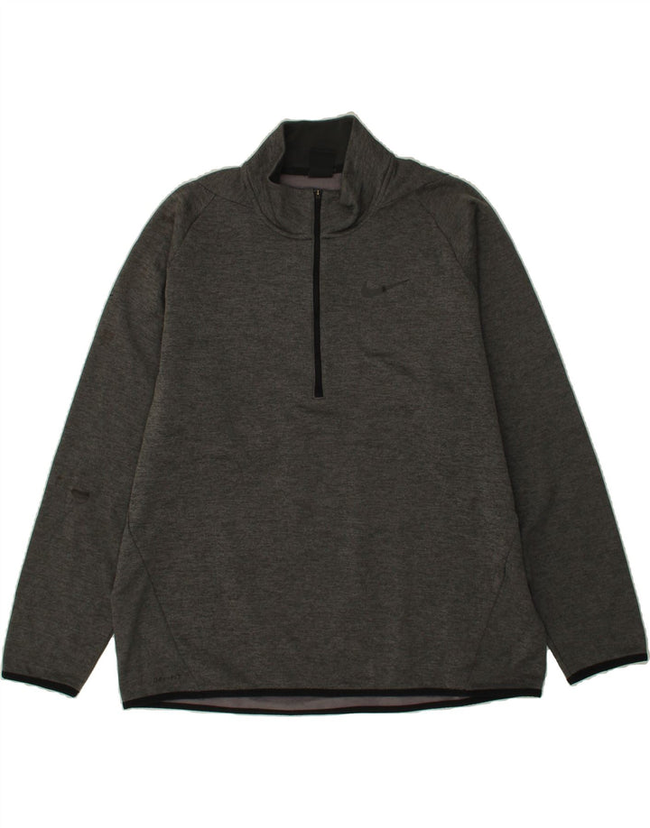 NIKE Mens Dri Fit Zip Neck Sweatshirt Jumper XL Grey Polyester Vintage Nike and Second-Hand Nike from Messina Hembry 
