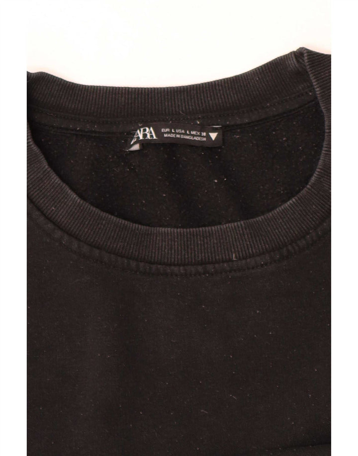 Zara Womens Crop Oversize Sweatshirt Jumper UK 14 Grand Noir