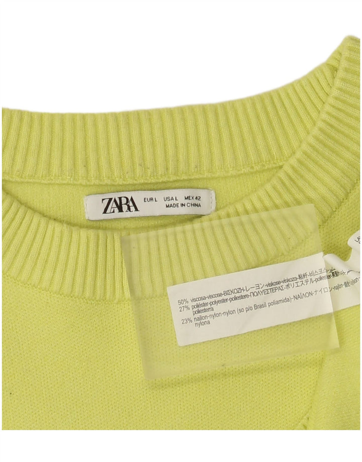 Zara Mens Boat Neck Jumper Sweater Large Green Viscose