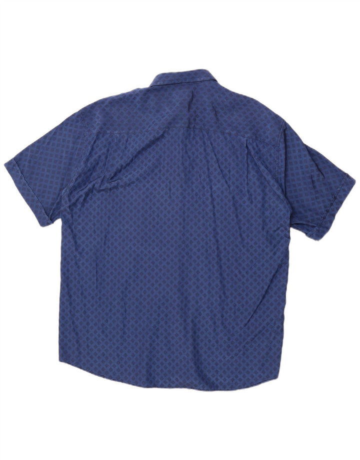 Raybest Mens Short Sleeve Shirt XL Navy Blue Geometric Viscose