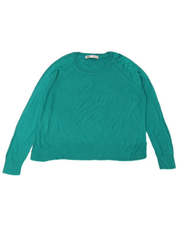 Zara Pull surdimensionné à col bateau pour femme UK 10 Petit Vert