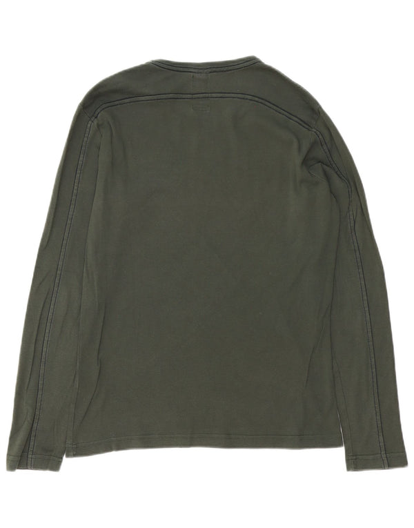 Gas Mens Graphic Top Langarm Medium Khaki Baumwolle